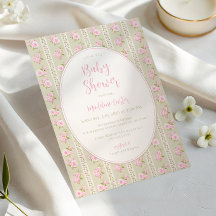 Antike Florale Hellgrüne Mädchen-Baby-Party