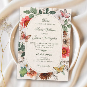 Antike Florale Hochzeit Einladung