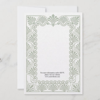 Antike Florale Hochzeitseinladung in Salbeigrün Einladung