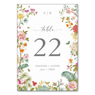 Antike Florale Hochzeitstischkarte Tischnummer