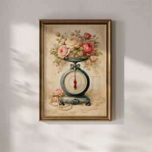 Antike florale Küchenwaage Poster