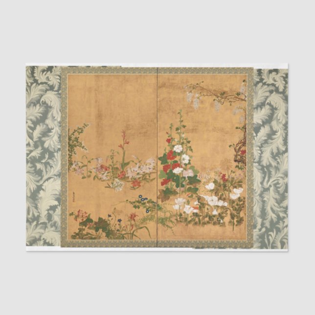 Antike, florale Kunsthandwerk Seidenpapier (Vorderseite)