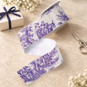 Antike florale lila Toile de Jouy Satinband