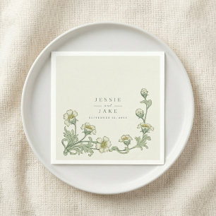 Antike Florale Rand Hochzeit klassische Art Nouvea Serviette
