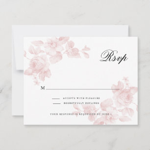 Antike Florale Rosa Hochzeit-RSVP-Karte Einladung