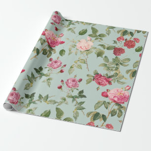 Antike Florale Rosa Landrose Geschenkpapier