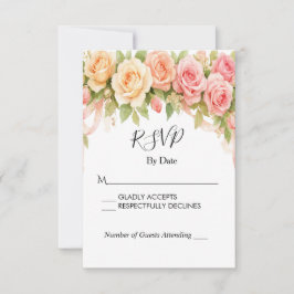 Antike florale Rosen-Hochzeits-RSVP-Karte RSVP Karte
