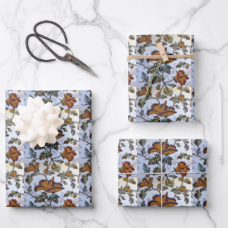 Antike florale Tile Geschenkpapier Set