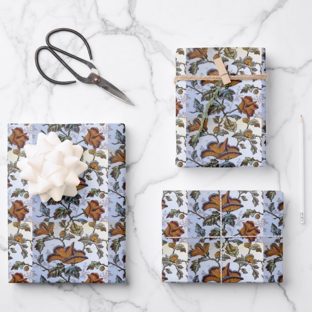 Antike florale Tile Geschenkpapier Set (Vorderseite)