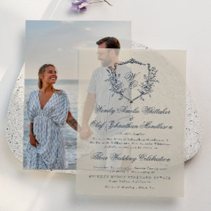Antike Floralkrone Creme & Navy Monogramm Hochzeit