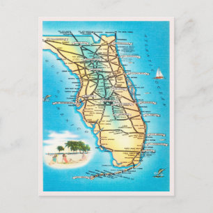 Antike Florida-Reisekarte Postkarte
