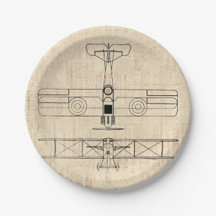 Antike Flugzeugdiagramme Vintage-Flugzeugkunst Pappteller