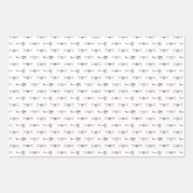 Antike Flugzeuge Luftfahrt Kunst-CUSTOM-FARBE Geschenkpapier Set (Vorderseite)