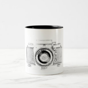 antike Fotokamera Fotograf Zweifarbige Tasse