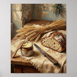 Antike französische Bäckerei Brot Baguettes Stille Poster