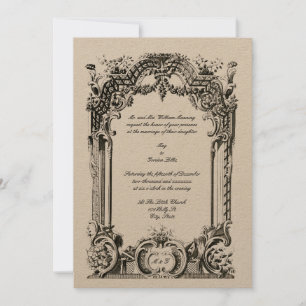 Antike französische Barock-Rokoko-Hochzeit Einladung
