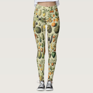 Antike französische botanische Obstplakate Kunst Leggings