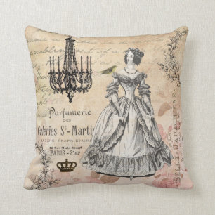 Antike französische Dame Shabby-Chic-Kissen Kissen