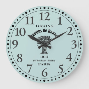 Antike französische Küchen-Café-Uhr Große Wanduhr