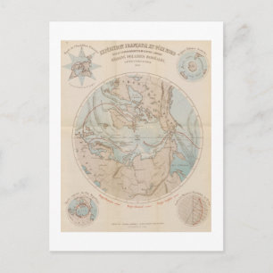 Antike französische Nordpol-Arktis-Karte 1867 Feiertagspostkarte