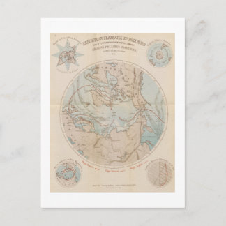 Antike französische Nordpol-Arktis-Karte 1867 Feiertagspostkarte