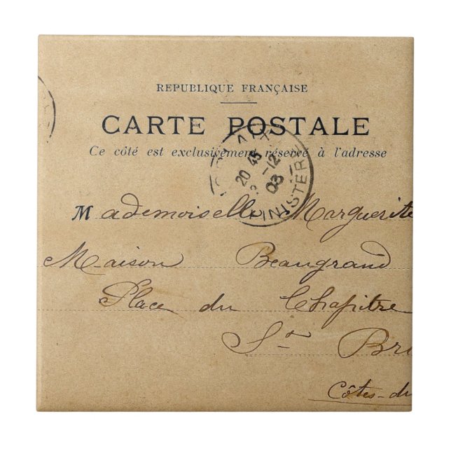 Antike französische Postkarte Fliese (Vorderseite)