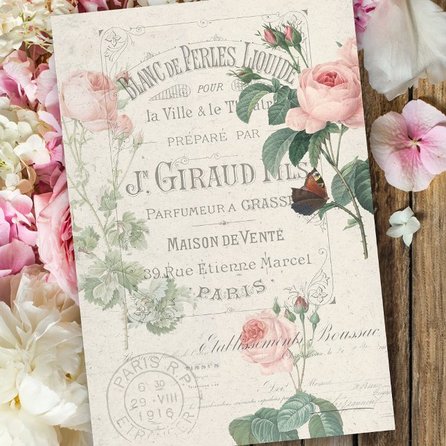 Antike Französische Redoute Rose Ephemera Decoupag Seidenpapier (Von Creator hochgeladen)