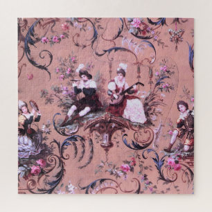 Antike französische rosa Toile im viktorianischen Puzzle