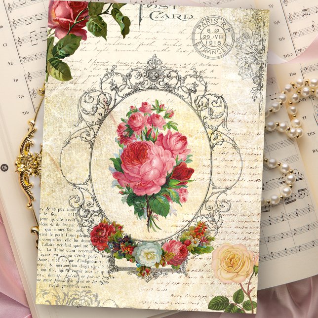 Antike Französische Rose Ephemera Decoupage Seidenpapier (Von Creator hochgeladen)