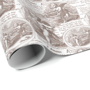 Antike französische Toile-Cupids in Liebe Geschenkpapier