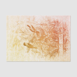 Antike französische Vintage Vögel Nest Rotes Orang Seidenpapier