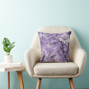 Antike französische violette Toile Fleurie Kissen