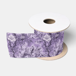 Antike französische violette Toile Fleurie Satinband