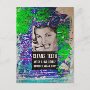 Antike Frau putzt Zähne Vintage-Werbung Postkarte
