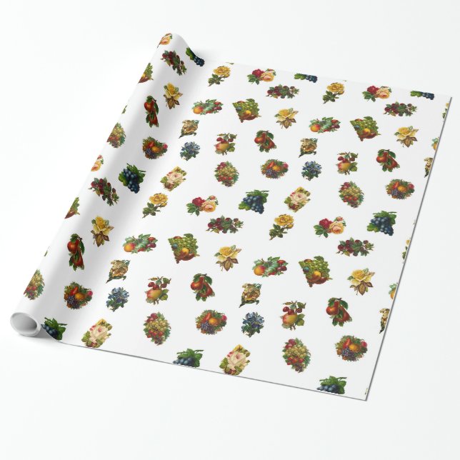 Antike Früchte & Blumen Geschenkpapier (Ungerollt)