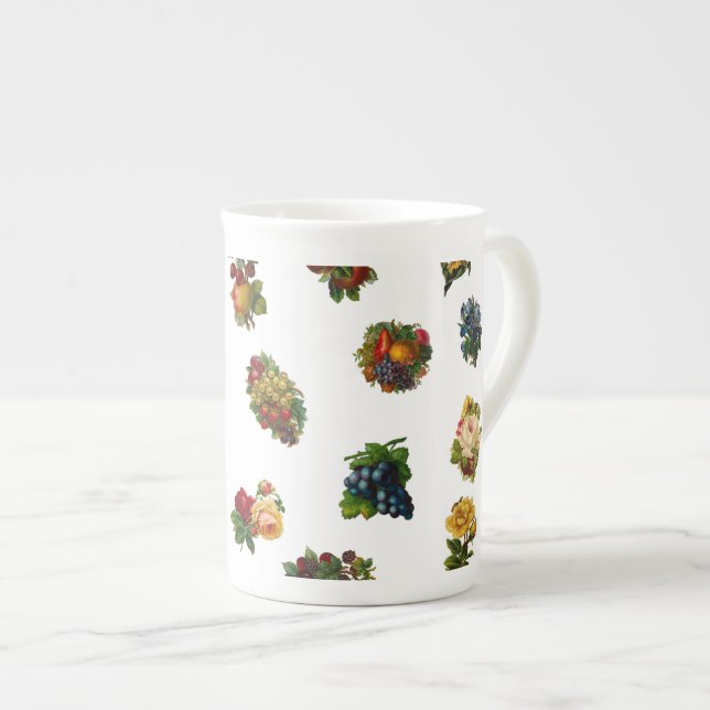 Antike Früchte & Blumen Prozellantasse (Vorderseite Rechts)