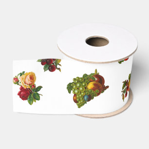 Antike Früchte & Blumen Ripsband