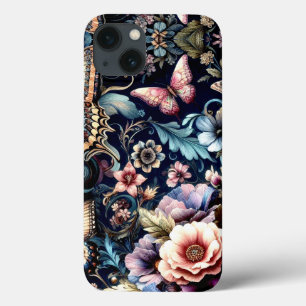 Antike Frühlingsblumen und Schmetterlinge Case-Mate iPhone Hülle