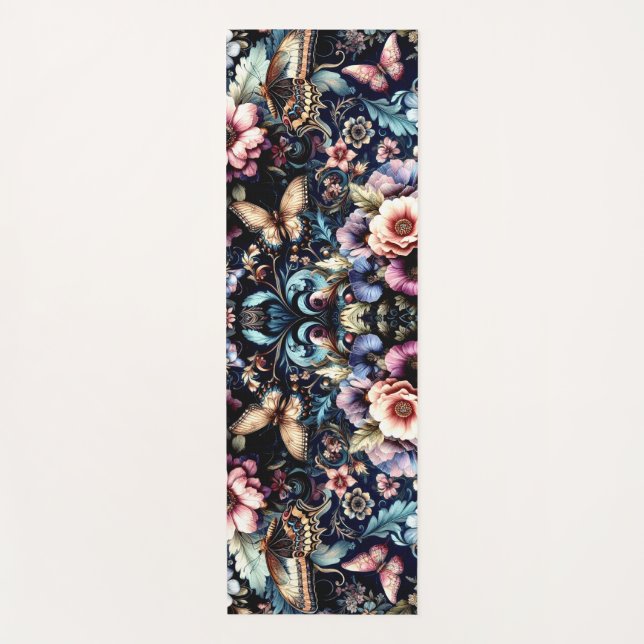 Antike Frühlingsblumen und Schmetterlinge Yogamatte (Vorderseite)