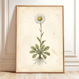 Antike Gänseblümchen-Botanik-Farmhouse-Dekoration Poster
