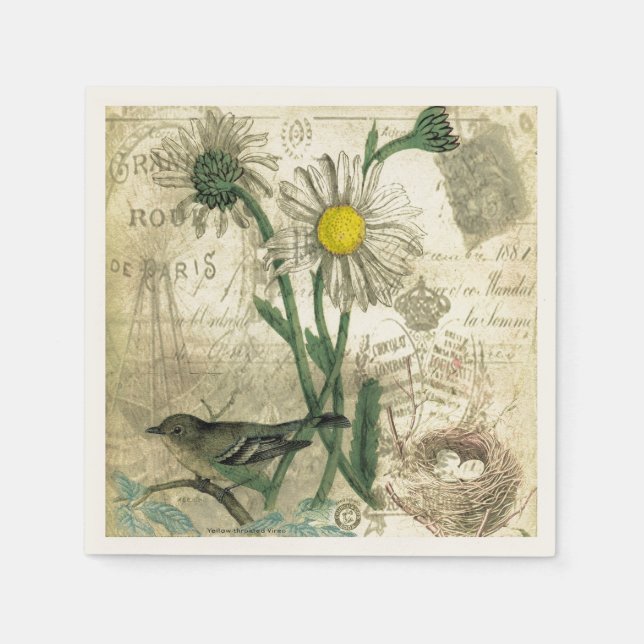 Antike Gänseblümchen Serviette (Vorderseite)