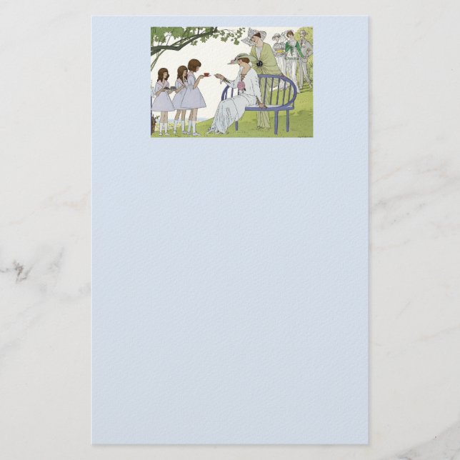 Antike Garten-Teeparty Briefpapier (Vorderseite)