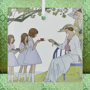 Antike Garten-Teeparty Ornament Aus Glas