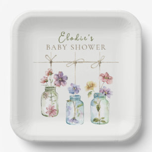 Antike Garten-Wildblumen-Glas-Baby-Party Pappteller