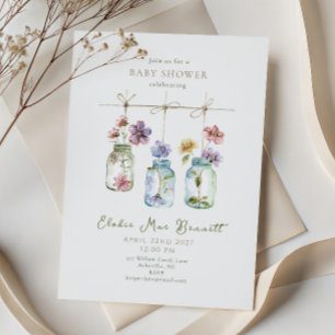Antike Garten-Wildblumen-Glas-Baby-Shower Einladung