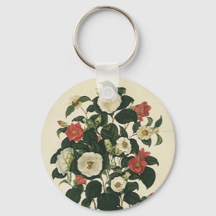 Antike Gartenrosen Blumen im Vintage-Blumenstil Schlüsselanhänger