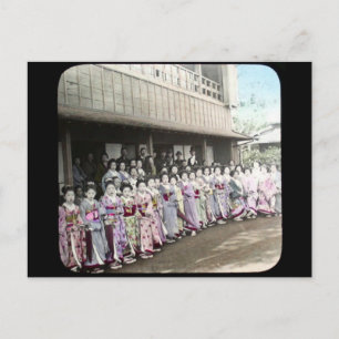 Antike Geisha-Magie-Laternen-Dias Postkarte