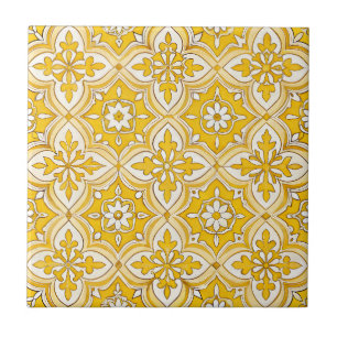 Antike gelbe Azulejo-Portugiesisch Fliese