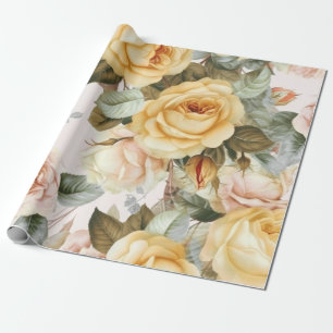 Antike gelbe Rosen Geschenkpapier