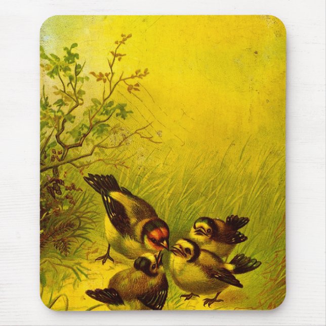Antike Gemalte Spatzen-Mauspad Mousepad (Vorne)